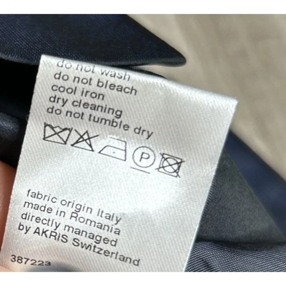 AKRIS Punto Trench Coat Women Size 4 Iridescent Asymmetric Collared Blue